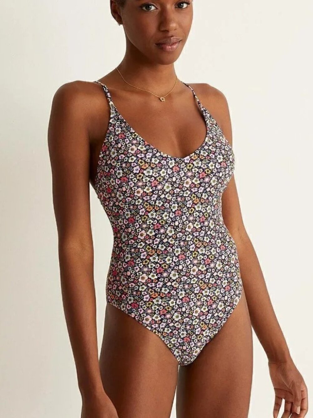 NWT Nana The Brand Floral One Piece Swimsuit V-Neck Low Back Size XS